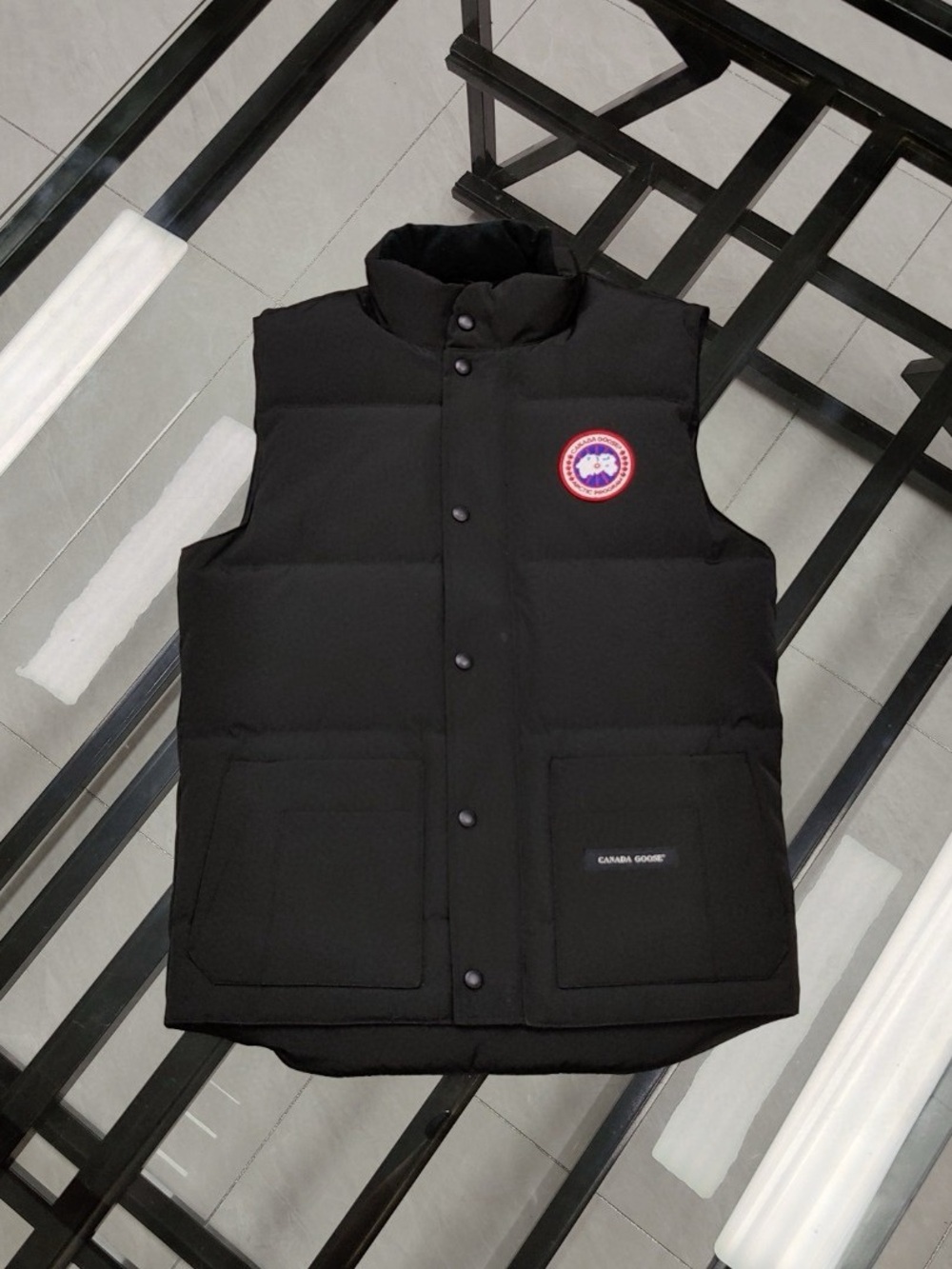 Canada Goose Black Quilted Down Vest with Signature Patch